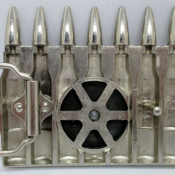 Silver Seven Bullet Spinning Star Belt Buckle - Picture 5 of 7